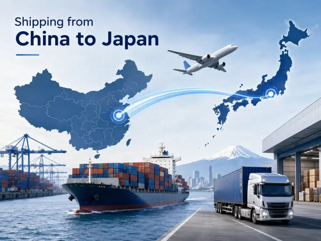 Shipping from China to Japan with sea freight, air freight, express courier, DDP delivery, Amazon FBA Japan logistics, customs review and port-to-door freight service
