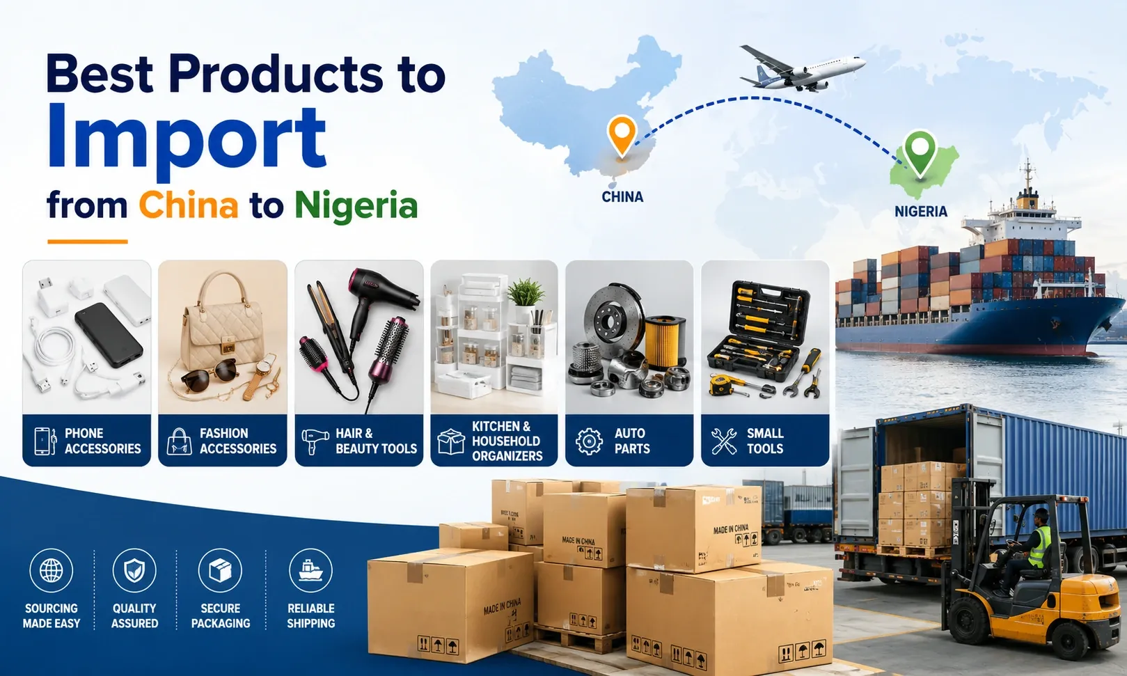 Best Products to Import from China to Nigeria Best products to import from China to Nigeria including phone accessories, fashion accessories, beauty tools, household products, auto parts and small tools