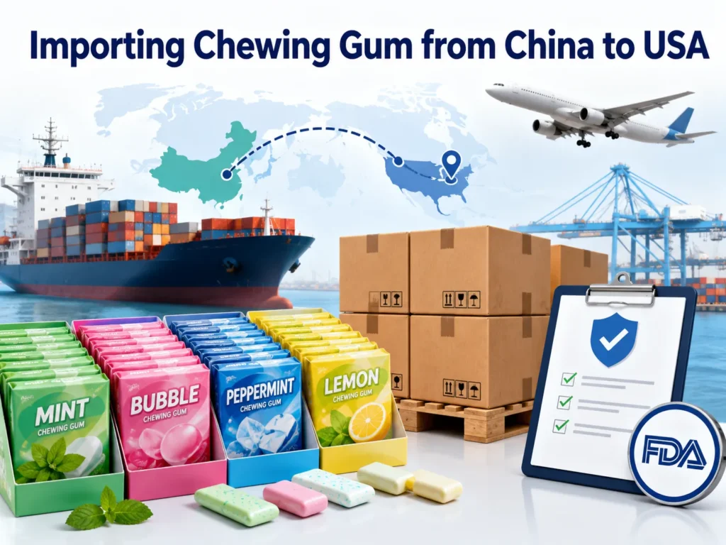 Importing chewing gum from China to USA by sea and air freight