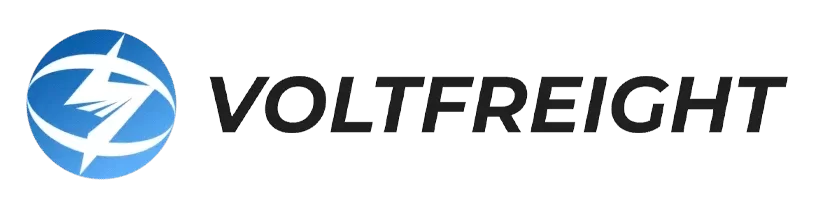 VoltFreight logo with blue lightning icon and black text