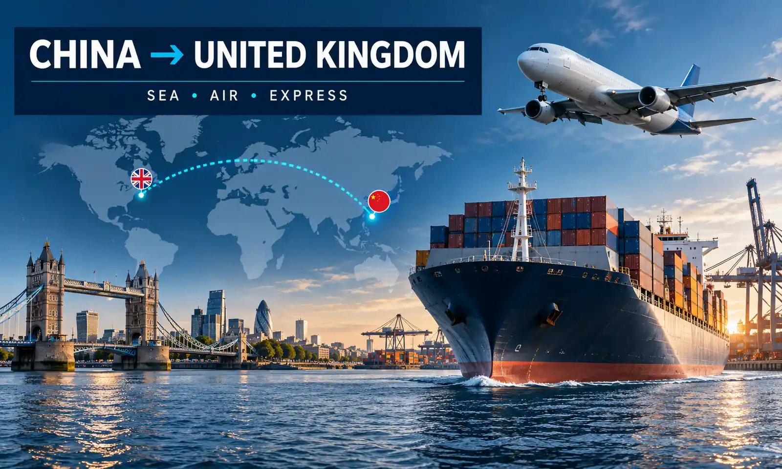 Shipping from China to the United Kingdom China to United Kingdom freight route by sea, air and express