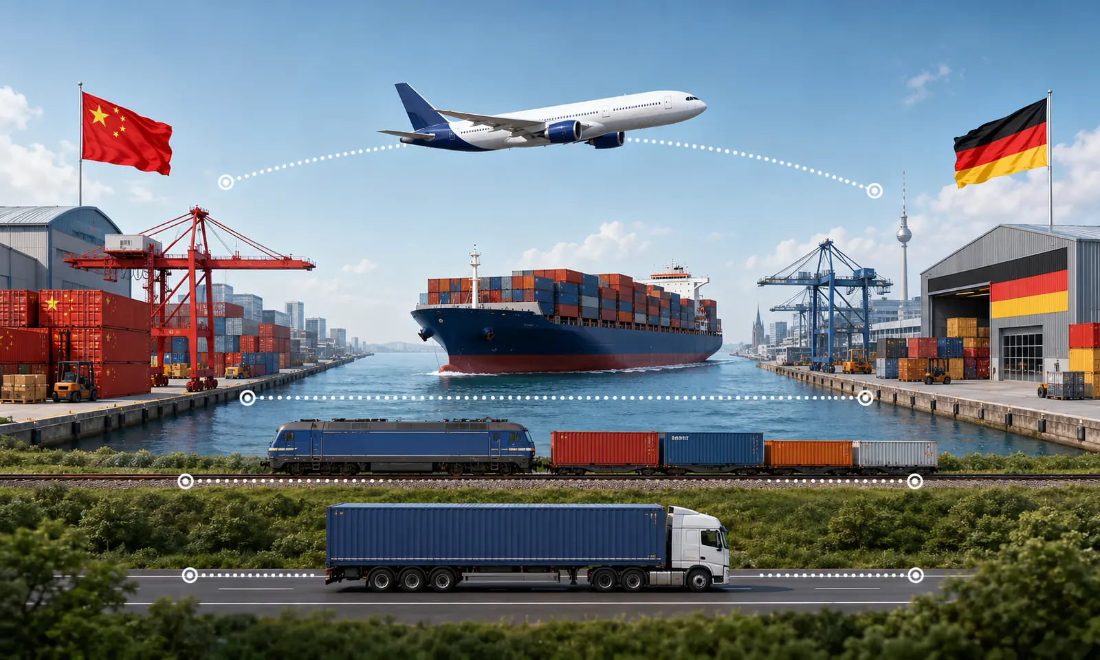 Shipping from China to Germany by air, sea, rail and truck freight