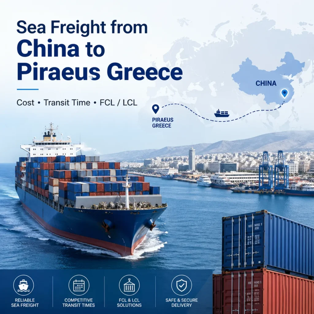 Sea freight from China to Piraeus Greece with container ship and FCL LCL shipping route