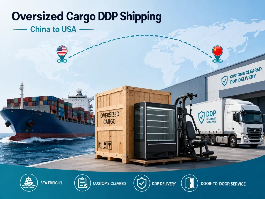 Oversized cargo DDP shipping from China to USA by sea freight with customs clearance, duty-paid service and final truck delivery