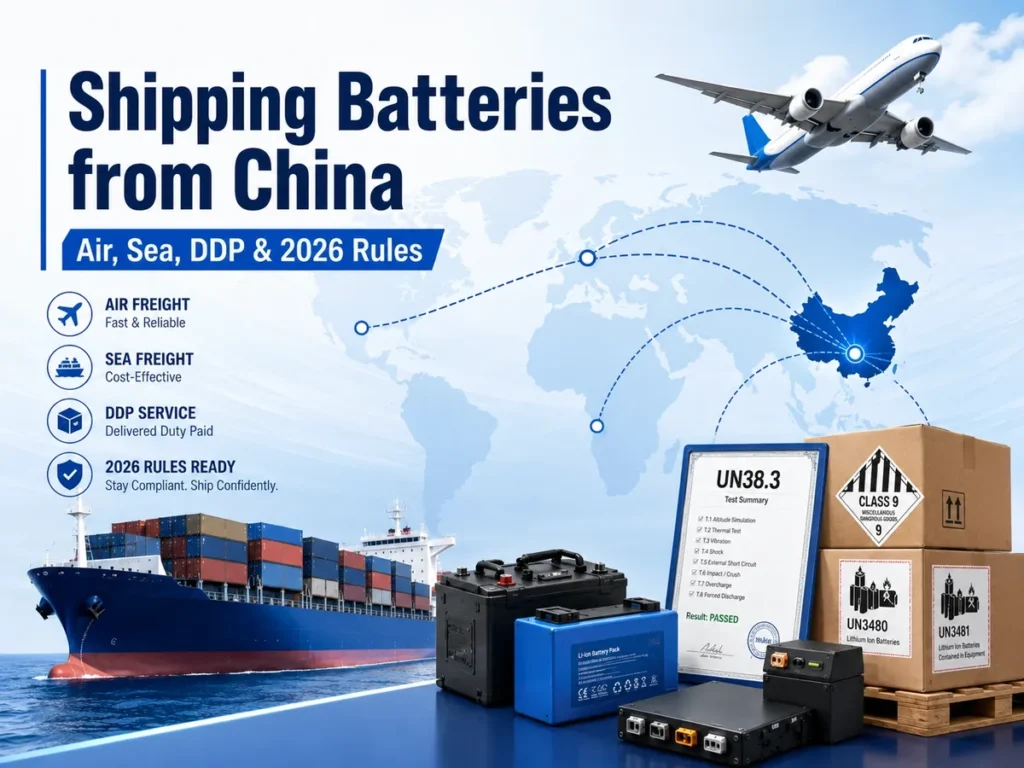 Shipping batteries from China by air freight, sea freight and DDP with UN38.3 and Class 9 battery shipping requirements