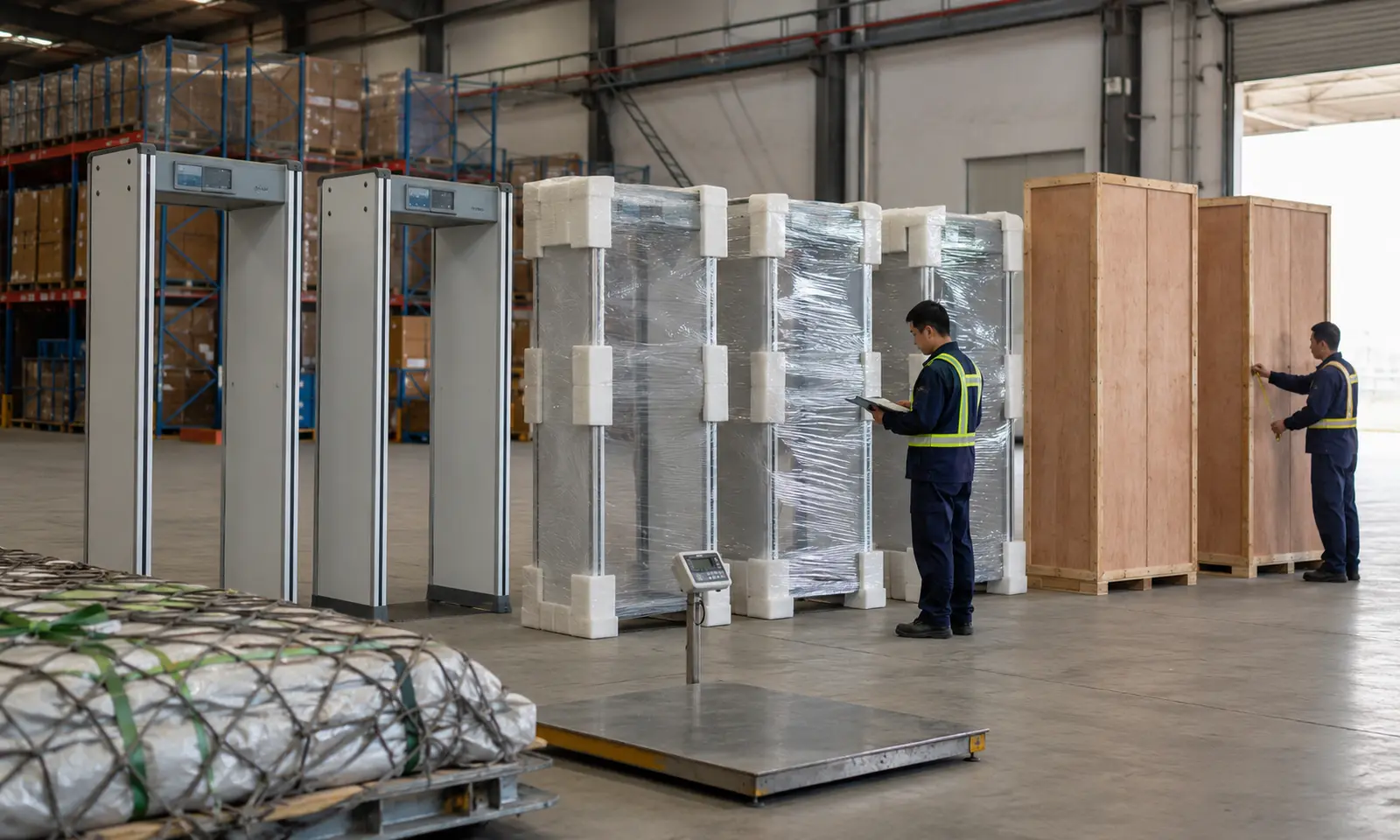China to Lagos Security Equipment Air Freight Case Walk-through metal detector gates prepared for air freight from China to Lagos Nigeria
