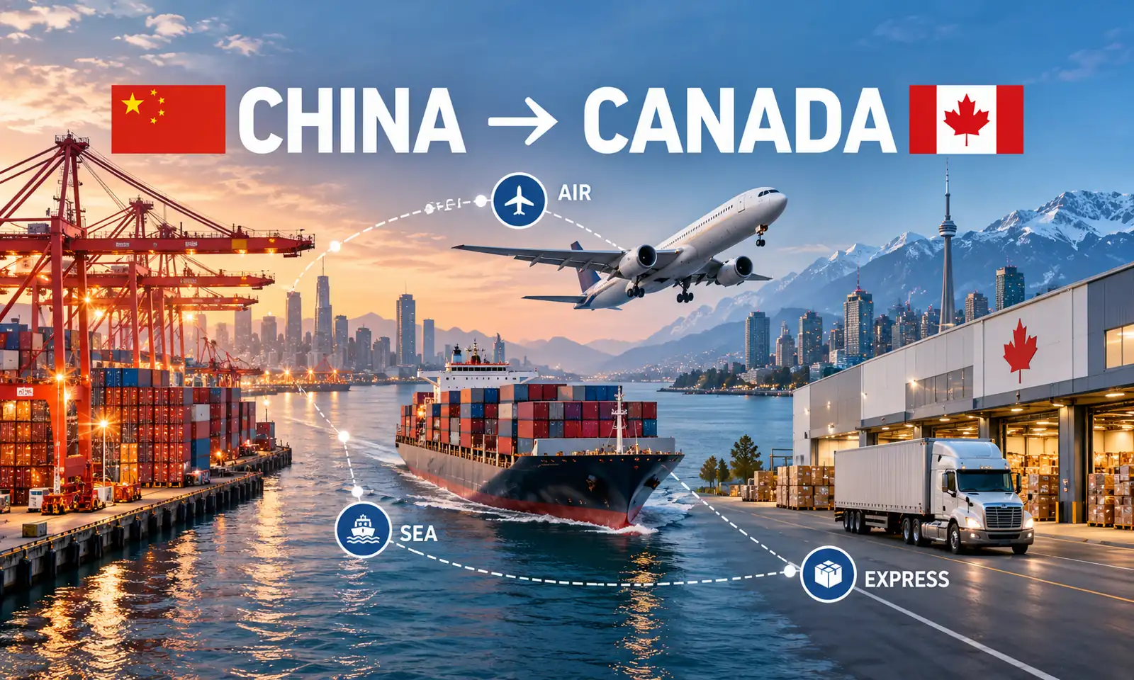 China to Canada shipping methods by sea, air and express freight