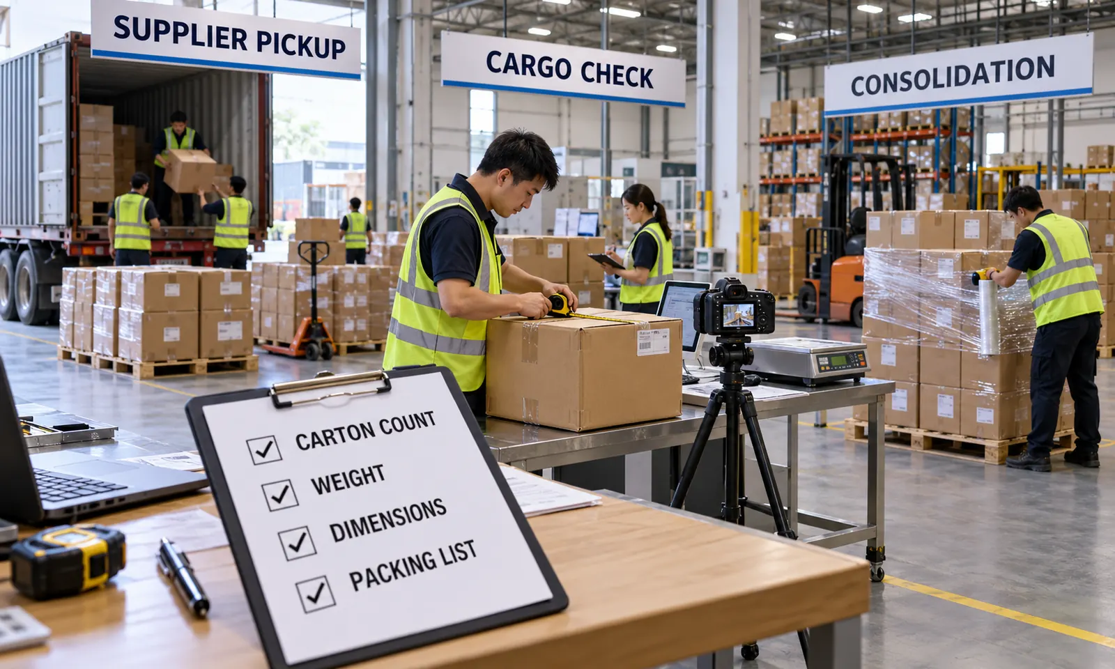 China freight warehouse receiving, cargo checking and consolidation for Canada shipping