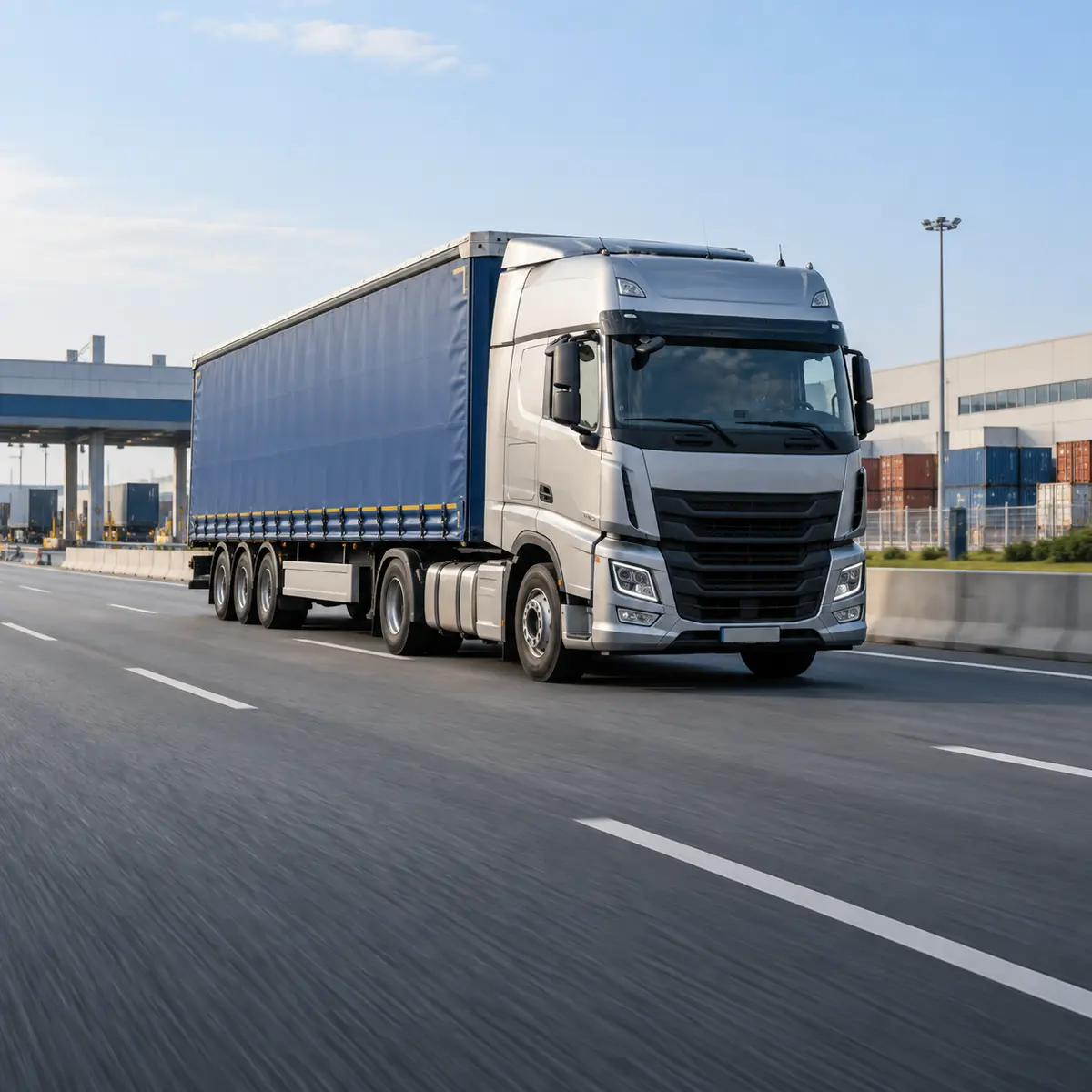Cross-border freight truck carrying commercial cargo from China