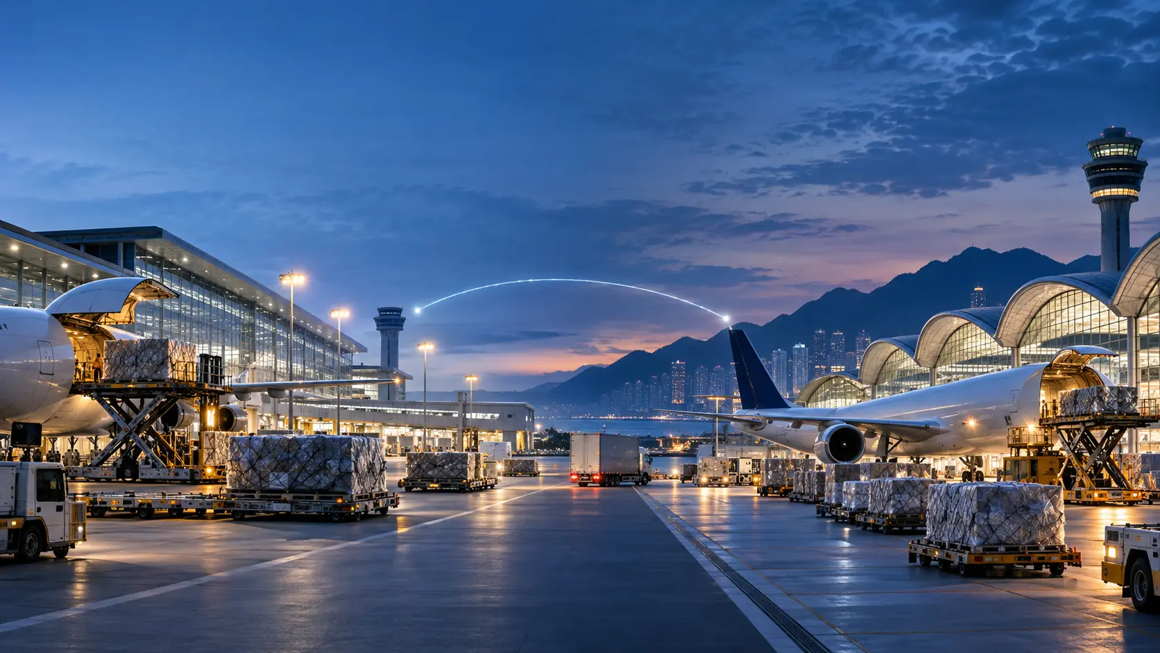 Air cargo terminal comparison for Mainland China and Hong Kong departure routes