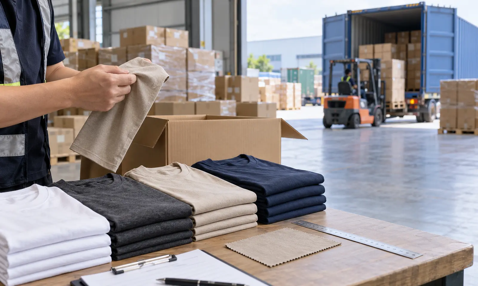 Quality inspection and export packing for wholesale T-shirts in China