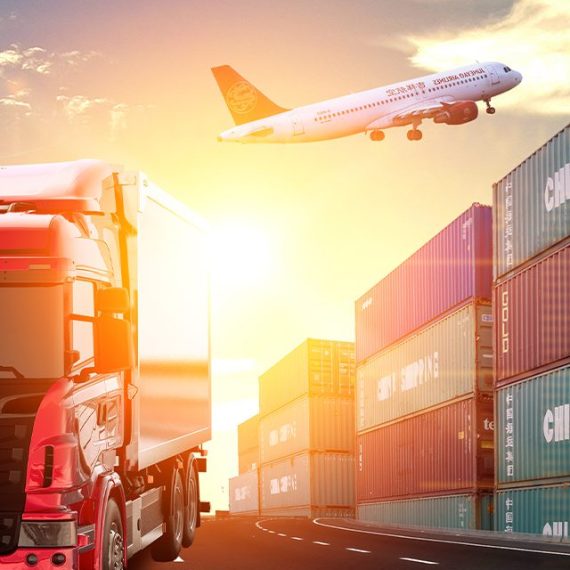 Aircraft and containers and the truck Aircraft and containers and the truck - Air freight